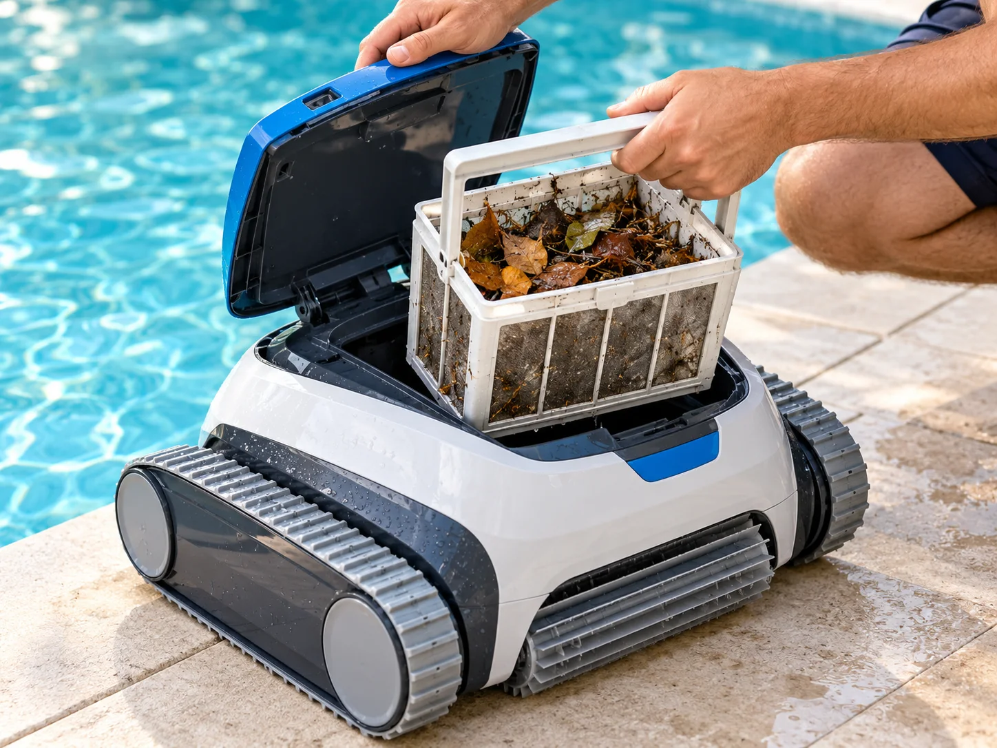 Czyszczenie filtra automatycznego odkurzacza basenowego