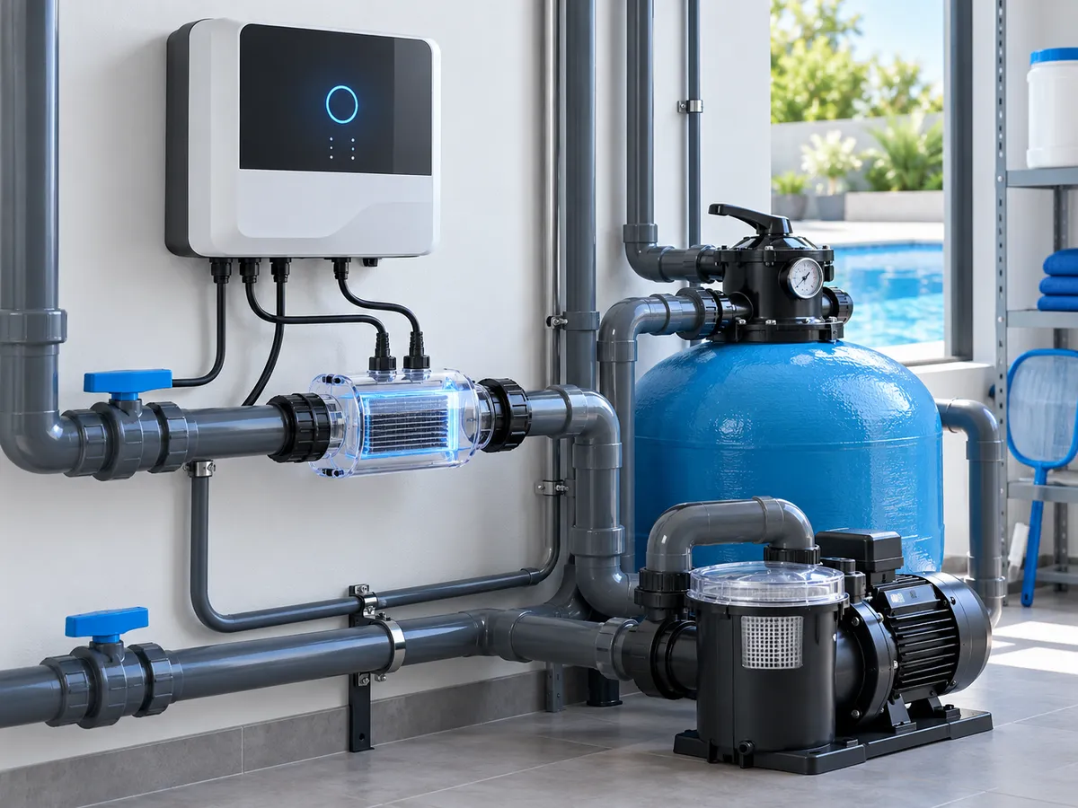 Elektrolizer soli zamontowany w instalacji basenowej
